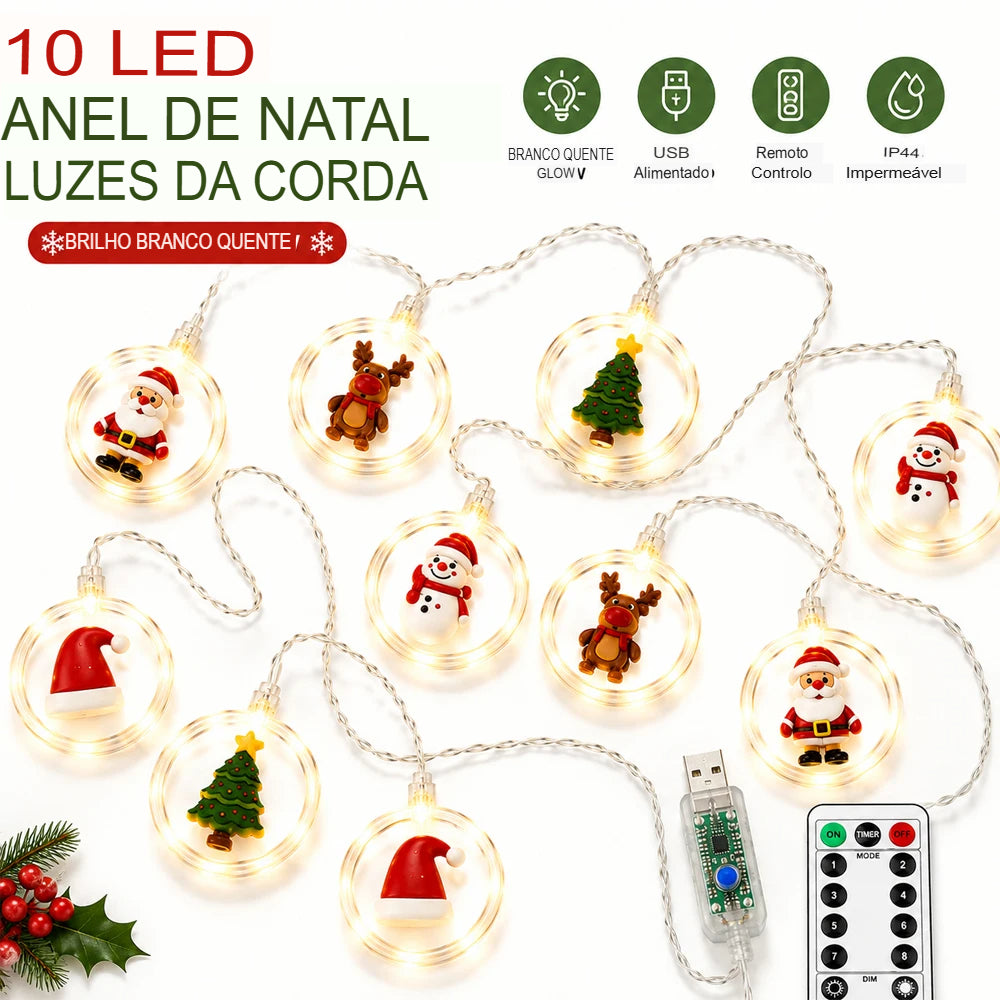 Cortina de Luzes LED Natalina 3,5 m com 10 Anéis