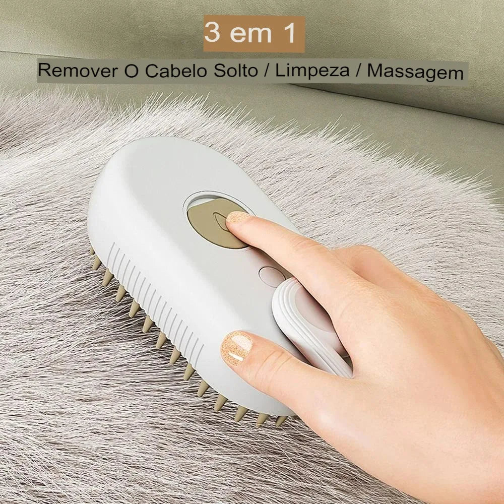 Escova a Vapor 3 em 1 para Cães e Gatos