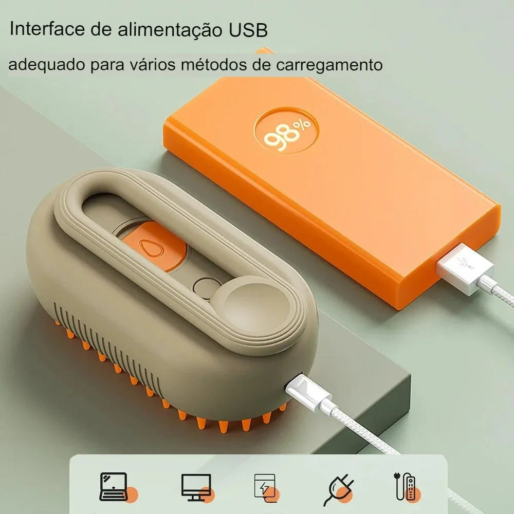 Escova a Vapor 3 em 1 para Cães e Gatos