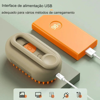 Escova a Vapor 3 em 1 para Cães e Gatos