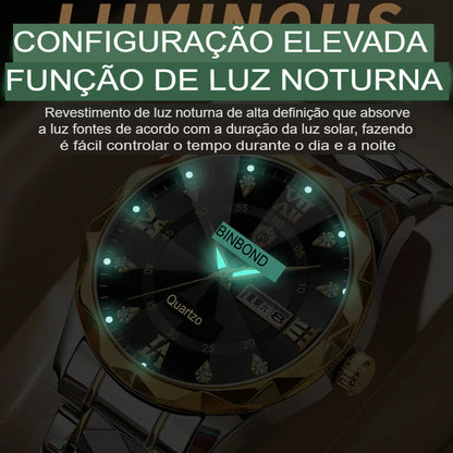 Relógio Masculino BINBOND B2521 em Aço Inoxidável