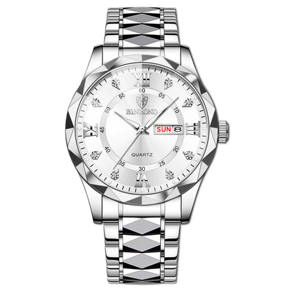 Relógio Masculino BINBOND B2521 em Aço Inoxidável