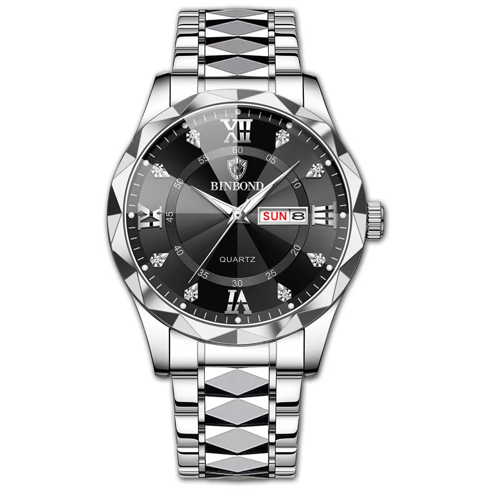 Relógio Masculino BINBOND B2521 em Aço Inoxidável