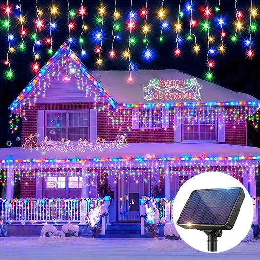 Cortina de Luzes LED Solar Estilo Cascata