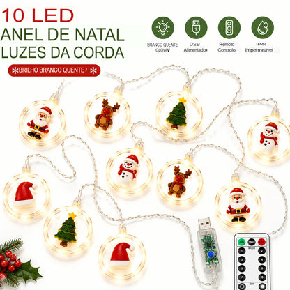 Cortina de Luzes LED Natalina 3,5 m com 10 Anéis