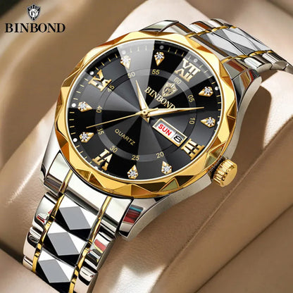 Relógio Masculino BINBOND B2521 em Aço Inoxidável