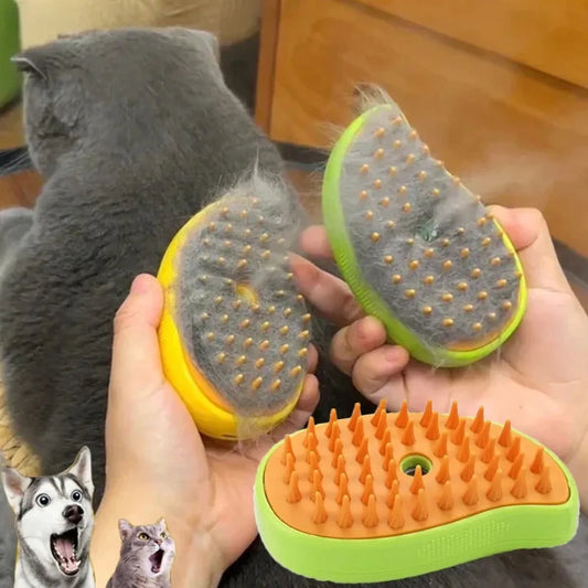 Escova Elétrica 3 em 1 para Cães e Gatos com Spray e Massagem