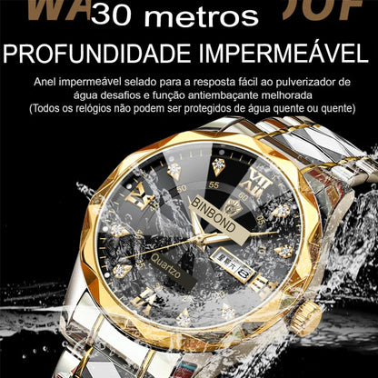 Relógio Masculino BINBOND B2521 em Aço Inoxidável