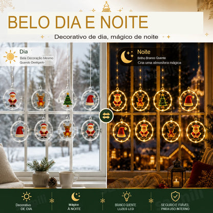 Cortina de Luzes LED Natalina 3,5 m com 10 Anéis
