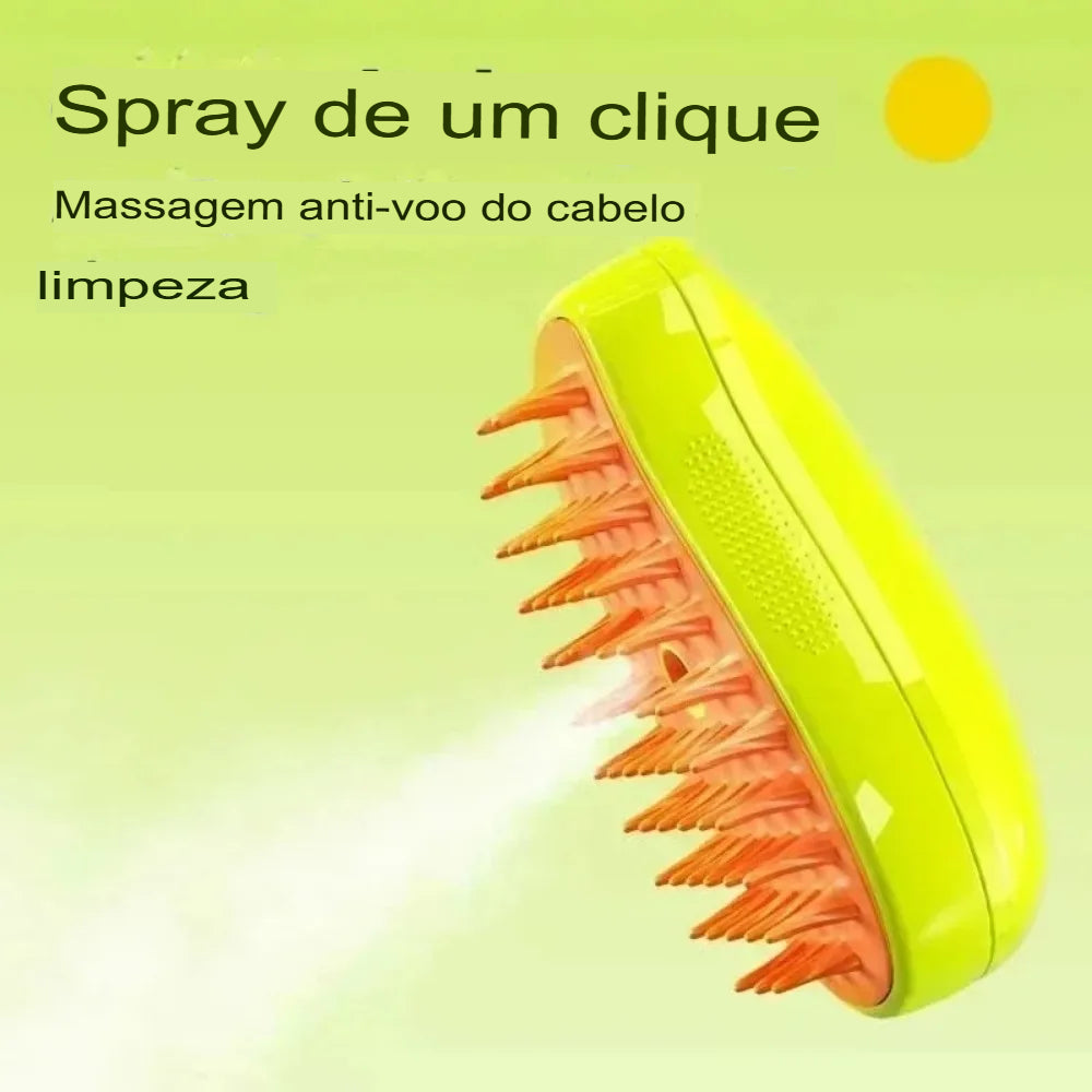 Escova Elétrica 3 em 1 para Cães e Gatos com Spray e Massagem
