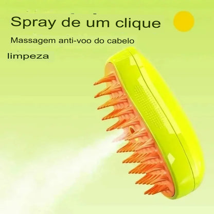 Escova Elétrica 3 em 1 para Cães e Gatos com Spray e Massagem